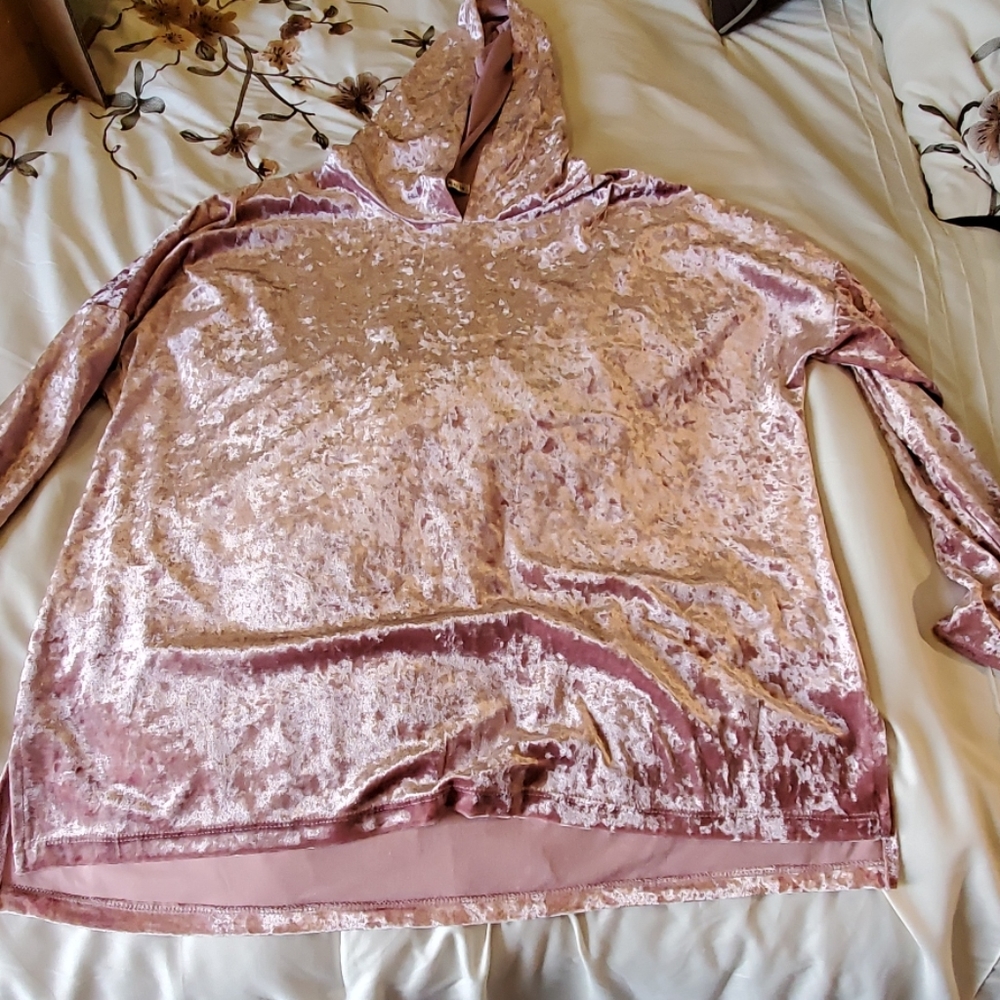 Pink velour hoodie